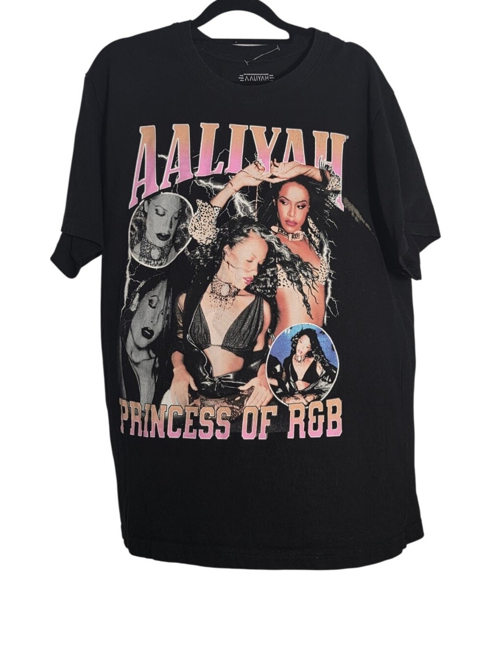 Aaliyah "Princess of R&B" Graphic Tee - Black with Pink Accents Size XL